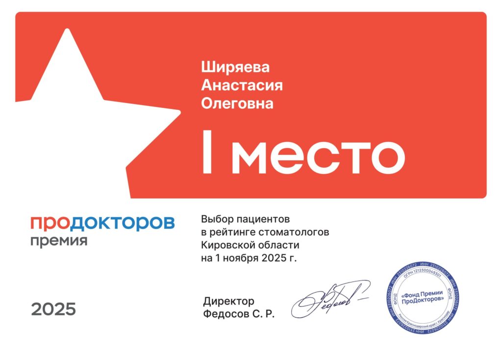 Награда для Ширяевой Анастасии Олеговны 2025